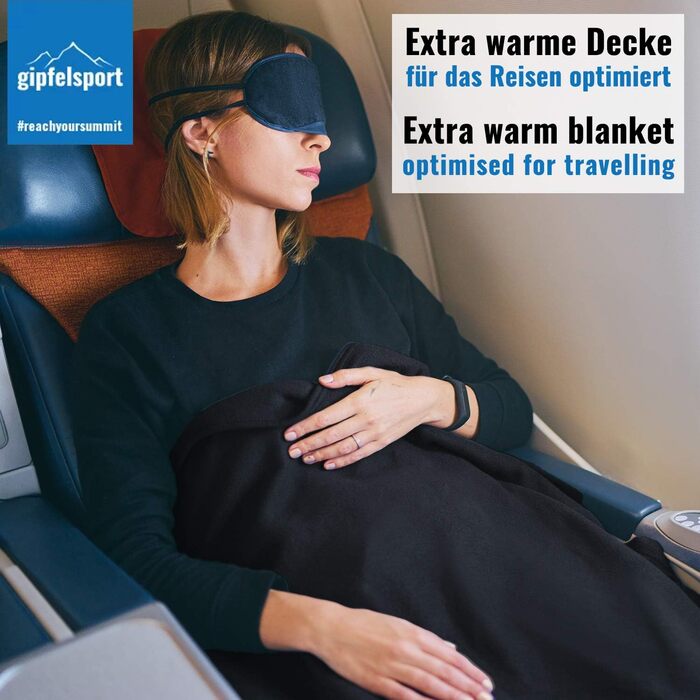 Ковдра з мікрофібри флісу Gipfelsport з функцією спального мішка Розмір 185 x 150 см, приблизно 690 г Ковдра з мікрофібри для кемпінгу, спальний мішок Легка, маленька, прямокутна, чорна