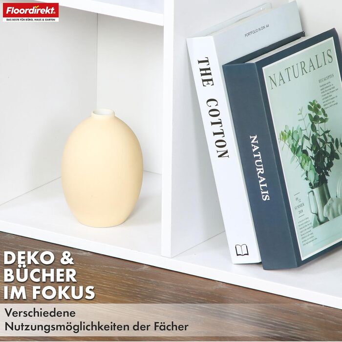 Книжкова полиця Floordirekt, біла полиця з 5 відділеннями, кубічна полиця, 24 Г x 50 Ш x 80 В см, перегородка для дитячої кімнати, вітальні, офісу та спальні (Арканзас)