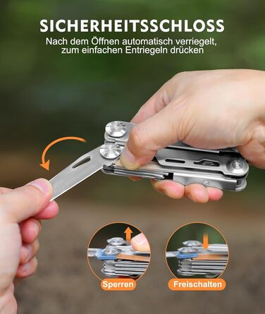 Мультитул Rolgno, подарунки для чоловіків, складний мультитул з нержавіючої сталі 14 в 1 з плоскогубцями, ножем, пилкою, викруткою