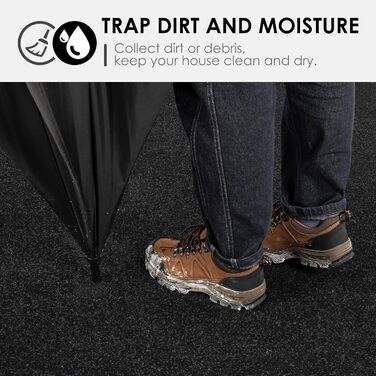 Килимова доріжка Koloko для використання всередині/зовнішнього використання, нековзка, нестандартний розмір, підлогова доріжка з гумовою основою, для коридору, входу, балкону, патіо, кухні, чорна 2&39 x 8&39 (Доріжка)