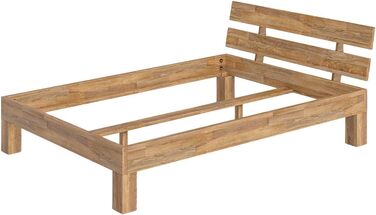 Ліжко Skølm Floki з масиву дуба 140x200 см - високоякісний каркас ліжка - каркас ліжка з узголів&39ям - ліжко з натуральної промасленої деревини - 140x200 см ліжко, що підходить як двоспальне ліжко - футон 140 x 200 см з узголів&39ям - дуб