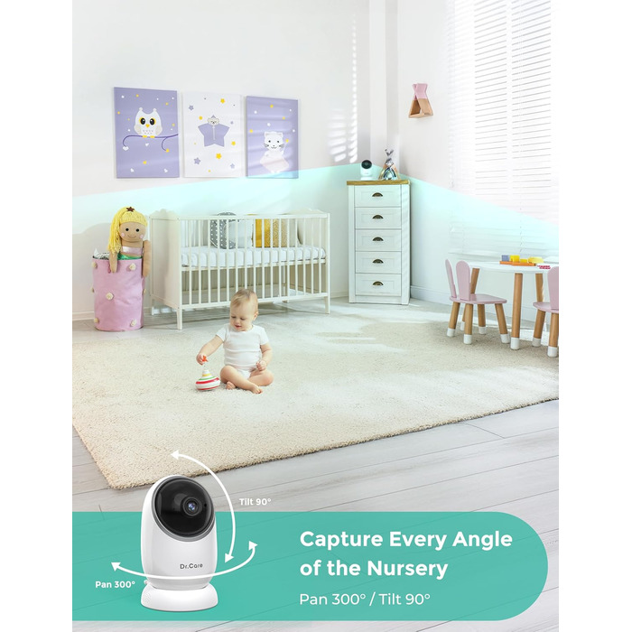 Радіоняня Dr.Care NovaView з 2 камерами - 5-дюймовий дисплей 1080P, ультранизьке випромінювання, акумулятор 5000 мАг, нічне баченн