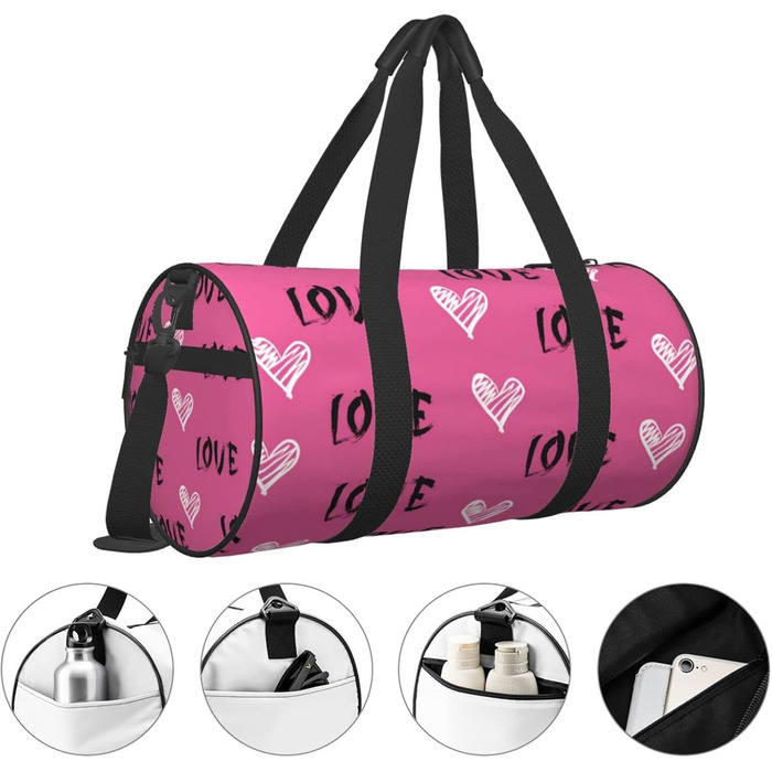 Сумка-дорожня чоловіча Sketch Hearts Love, до Дня Святого Валентина, для вікендів, подорожей, спорту, спортивна сумка