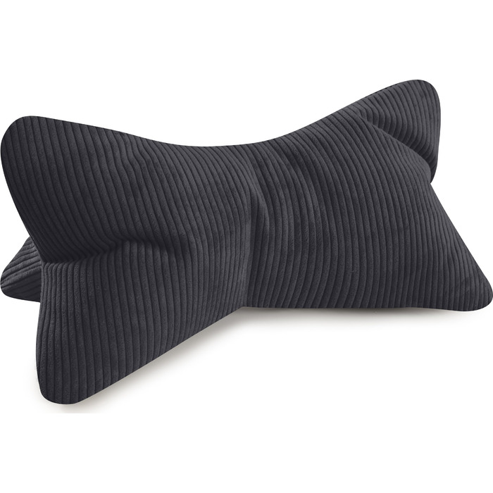 Подушка для читання MAGMA INGA, вельветовий вигляд, антрацитовий колір, 42 см x 22 см, ергономічна форма для підтримки шиї або попереку, гнучка опора для книг, електронних книг або планшетів
