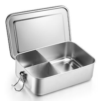 Ланчбокс Joyfair з нержавіючої сталі, бенто-бокс з 3 відділеннями, герметичний контейнер для їжі для дорослих та дітей, металева коробка для сніданку/обіду для школи, пікніка та подорожей, можна мити в посудомийній машині 850 мл