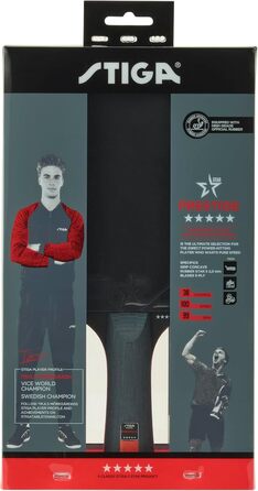 Ракетка для настільного тенісу STIGA Prestige 5-Star – професійна високошвидкісна ракетка для пінг-понгу, ITTF-схвалена, губка 2,0 мм, технологія WRB, зручне захоплення, одинична