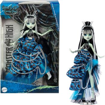 Лялька Monster High Stitched in Style Френкі Штайн - Гуль з детальним виглядом, видимими швами, спідницею з рюшами та туфлями на шпильках у техніці печворк, для шанувальників та колекціонерів, HRL66