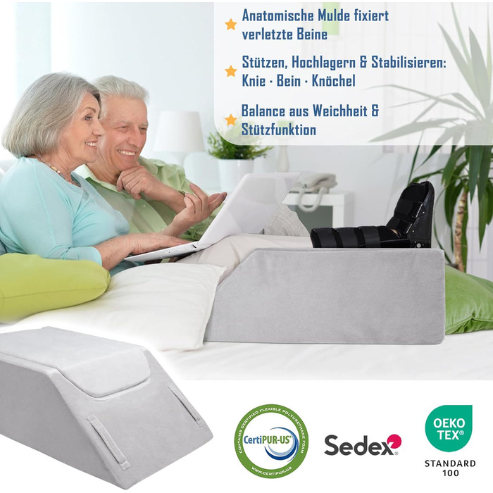 Подушка для підняття ніг INFANZIA з піни з ефектом пам&39яті, ергономічна подушка для підняття ніг, підйом стоп, подушка для підтримки колін, подушка для лімфодренажу для полегшення двоногості (з обох боків)