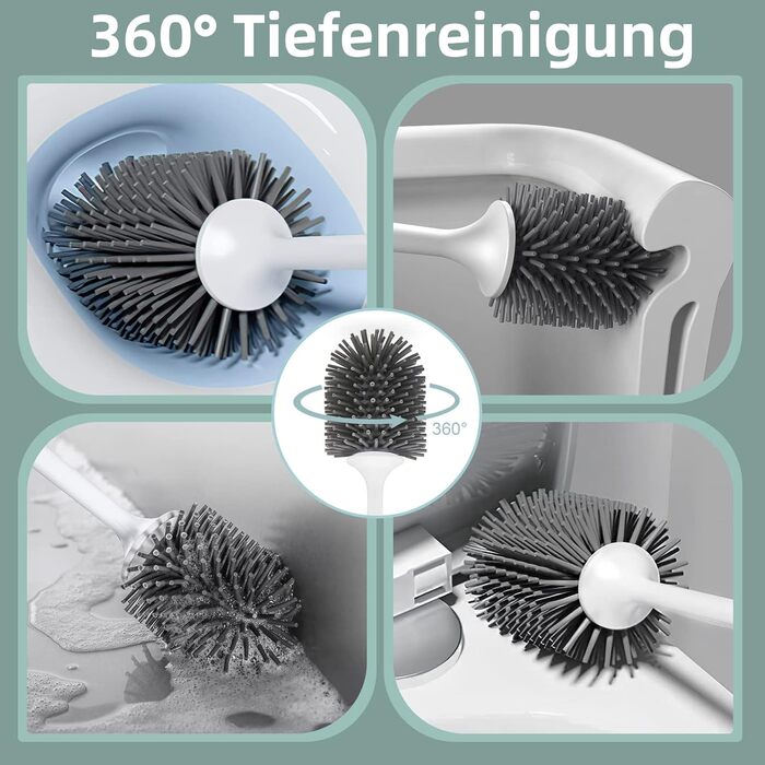 Щітка для туалету Braoses з тримачем набір силіконових щіток для туалету з довгою ручкою та швидковисихаючим тримачем для ванної к