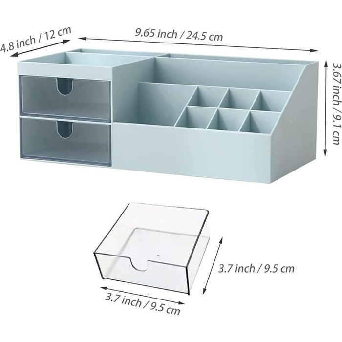 Органайзер для косметики RUVOO Органайзер для макіяжу Органайзер для макіяжу, настільний ящик для зберігання косметики з висувними ящиками для стійки або ванної кімнати Органайзер для макіяжу Зберігання косметики (колір синій)