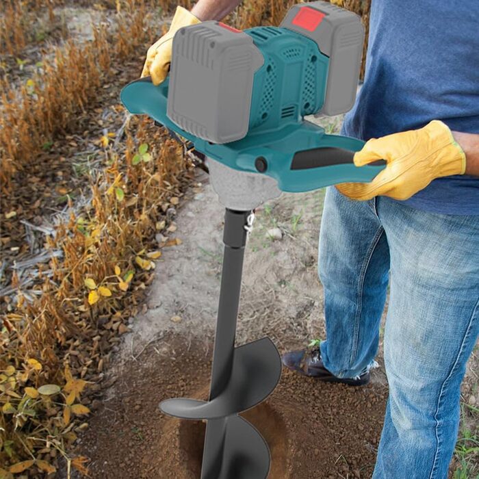 Акумуляторний ґрунтобур для Makita 18V, 1200W безщітковий двигун, для буріння отворів діаметром до 350мм (ґрунт, лід), для встановлення парканів, саду та фундаментів, мішалка для розчину. Постачається без зарядного пристрою та бура (без акумулятора).