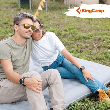 Килимок для сну KingCamp Camping, Килимок для сну 2 особи, Надувний матрац Camping Double, товщиною 15 см, Невеликий розмір рюкзака проти холоду Для походів на свіжому повітрі та кемпінгу 201141 см Сірий