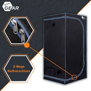 Гроубокс для вирощування рослин у приміщенні Непроникне для світла теплиця з контролем клімату Внутрішнє покриття з відбиваючого Mylar Міцний гроутент 120x120x200 см / Чорний, 120x120x200