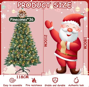 Різдвяна ялинка з вогнями 210 см зелена Eldzenith