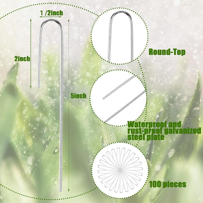 Скоби для крапельного зрошення, садові кілки J-подібної форми, 5-дюймові скоби для ландшафтного дизайну, штифти для крапельного зрошення (призначені для утримання крапельних трубок діаметром до 1/2 дюйма), для утримання крапельних трубок діаметром до 1,27