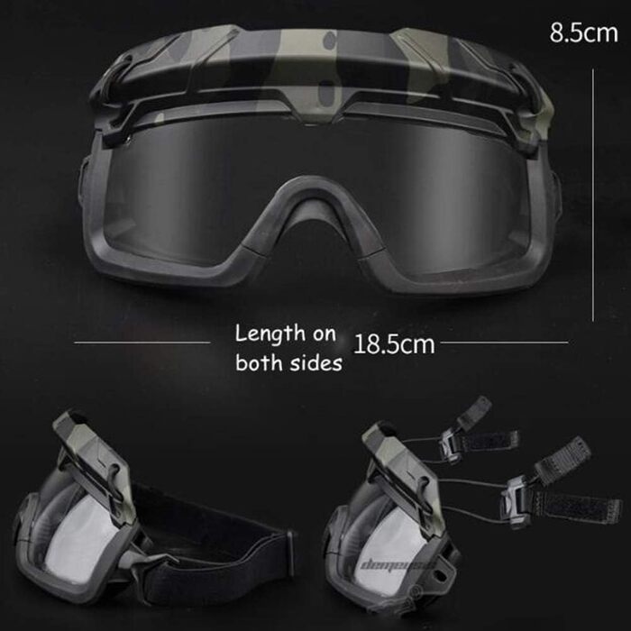 Шолом WLXW Fast Airsoft з 3D розділеними окулярами та тактичною маскою, два режими носіння (голова та шолом), підходить для пейнтбольної зброї, захисних окулярів для ігор на відкритому повітрі, чорного кольору