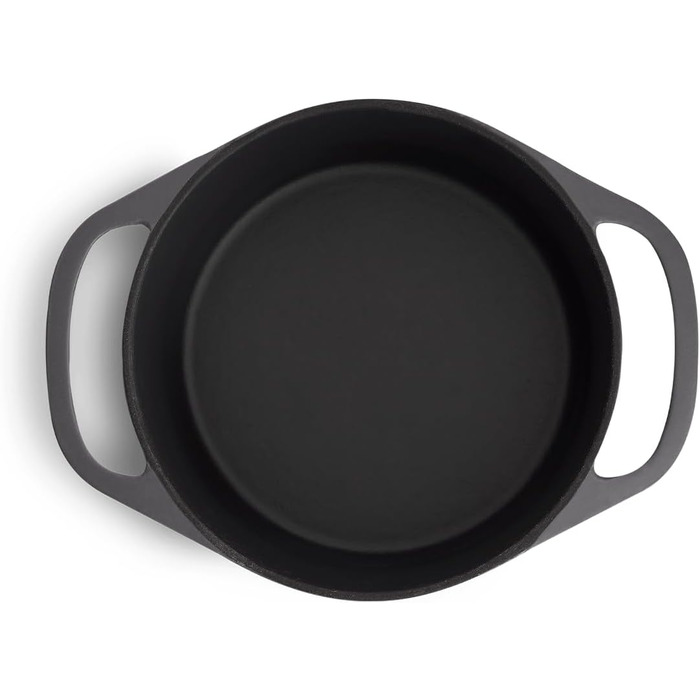 Кокотниця з кришкою - чавунна каструля-жаровня для запіканки індукційна - 24 см кругла, 4 л - сіра. 24 см сіра