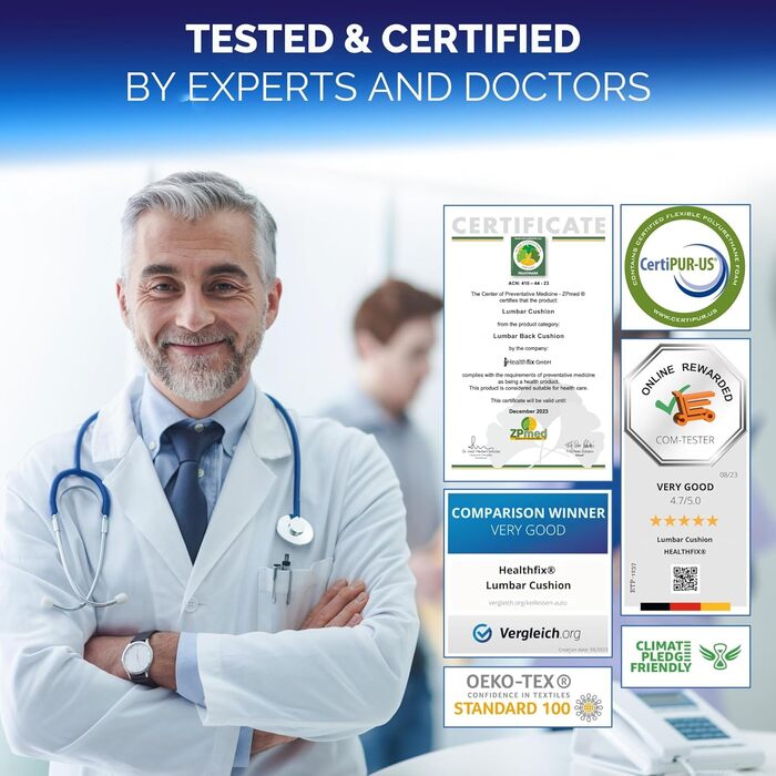 Ергономічна подушка для поперекової підтримки Розроблено спільно з експертами в Німеччині Покращує поставу та знімає біль у спині Поперекова підтримка для офісного крісла, автомобіля та дивана (Середня (70-90 кг)) Подушка для поперекової підтримки з піни 