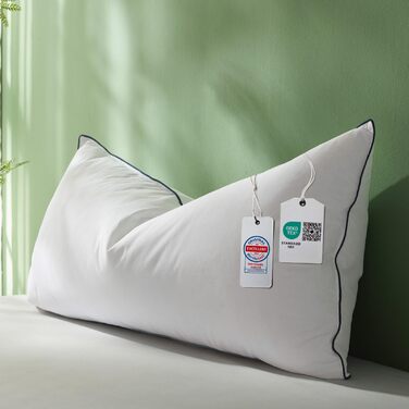 Преміальна подушка 40x80 см, 100 натуральний пух та пір&39я, ергономічно оптимізована 3-камерна подушка для підтримки шиї, подушка середньої жорсткості, медично протестована, сертифікована Oeko-Tex, 40x80 см