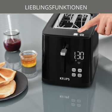 Тостер Krups KH641810 Smart'n Light тостер на дві скибочки цифровий дисплей 7 рівнів підсмажування знімний лоток для крихт зворотн