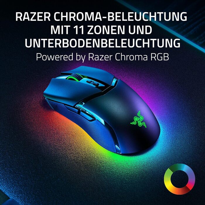 Бездротова ігрова миша Chroma RGB з можливістю налаштування (10 кнопок, хромоване підсвічування з 11 зонами, датчик оптичного фоку