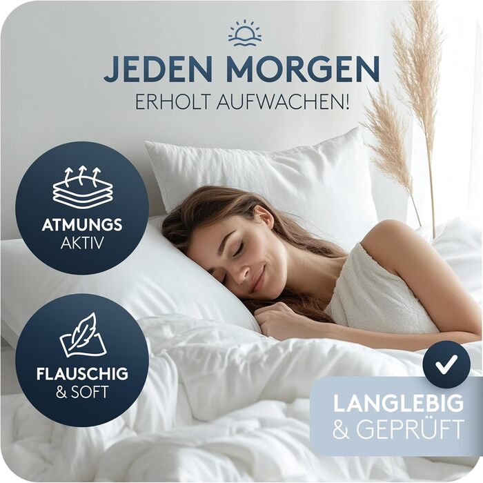 Пухова подушка CALMONT з 3 камерами 80x80 Пухнаста та підходить для алергіків Міцна та дихаюча подушка для ліжка Пухова подушка Пухова подушка 80 x 80 см