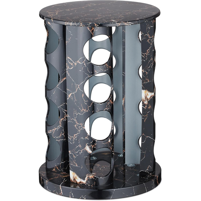 Карусель для спецій Relaxdays з 16 баночками для спецій, зі вставкою-шейкером, обертовий, багаторазовий блок для спецій, мармуровий вигляд, чорний