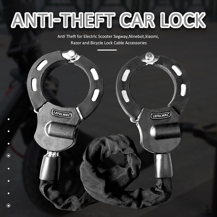 Замок роликовий з захистом від злодіїв, ланцюговий замок для велосипеда, найкращий замок для електросамокатів Segway, Ninebot, Xiaomi, а також для велосипедів та скутерів. Кабельні аксесуари та протиугінний замок для електросамокатів.
