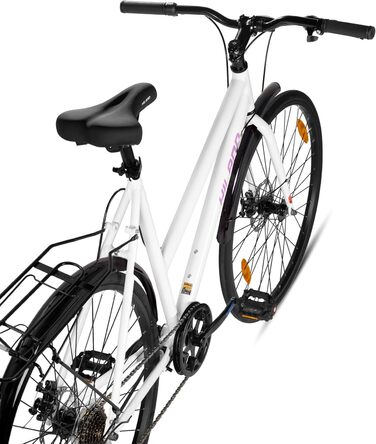 Шосейний велосипед Hiland 28″ з алюмінію, 7 швидкостей для чоловіків та жінок, білий