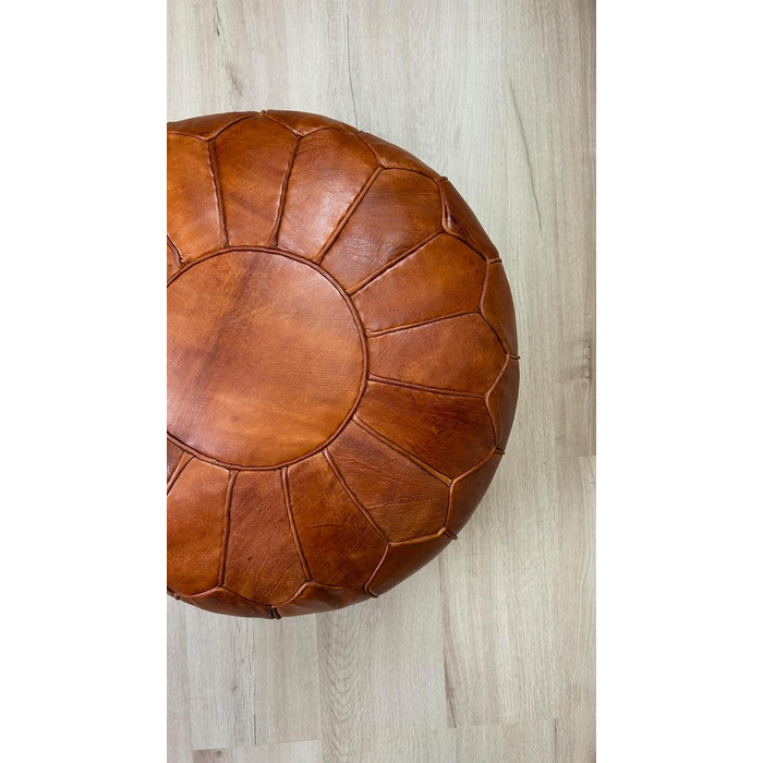 Дивіться гарний пуф великого розміру з натуральної шкіри - ручної роботи - з наповненням - пуф-мішок для ніг (медово-коричневий)