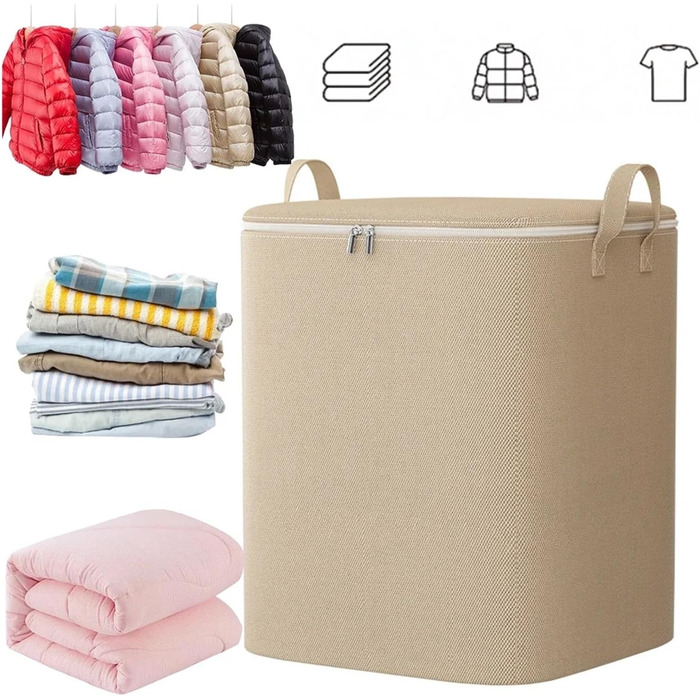 Секційний пакет для зберігання одягу об&39ємом 110/140 літрів, складний органайзер для шафи на блискавці та з посиленими ручками для одягу, ковдр та постільної білизни (140 л), 3-