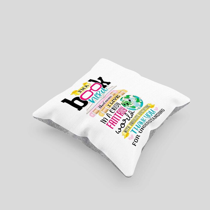 Подарункова подушка Trendation Bookworm з наповнювачем 40x40 Я книголюб Читання книг Подарунок Bookworm Висловлювання Читання (сіра)