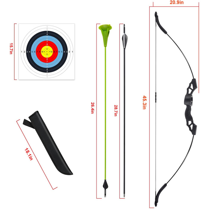 Набір лука та стріл VALYPANOR для юніорів – тренувальний лук 18 фунтів з аксесуарами