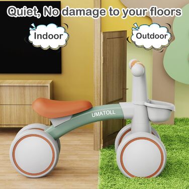 Дитячий беговел Umatoll від 1 року, іграшки для дітей 12-24 місяців, дитячий беговел з кошиком для хлопчиків та дівчаток, подарунк