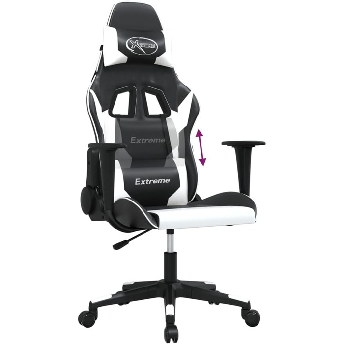 Ігрове крісло INLIFE чорно-біле зі штучної шкіри, Меблі, Крісла, Ігрові крісла, Біле, 15,3 кг, 3143692