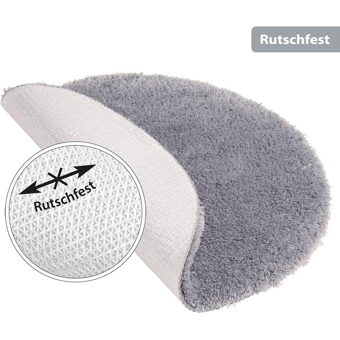 Круглий килимок для ванної PANA з високим ворсом (Ø 56 см) Круглий килимок для ванної з мякого мікроволокна Поглинаючий та придатний для прання Круглий килимок для душу, килимок для ванної, килимок для ванної кімнати Колір Сірий 56 см (круглий) Сірий