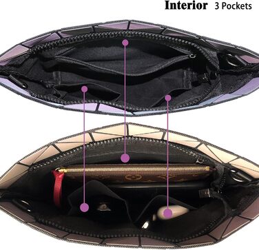 Маленькі жіночі клатчі на кожен день Геометричні сумочки для жінок Яскраві сумочки та сумки на ланцюжку, Геометричні сумки та голографічні крос-боді Набір A