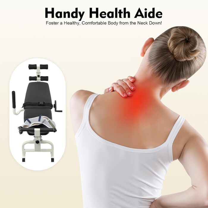 Регульований стіл для розтяжки спини, вантажопідйомність 150 кг, складне шийне та поперекове тягове ліжко з тяговим ременем, максимальна довжина 190 см, багатофункціональне тягове ліжко для спини з колесами, лава для розтяжки