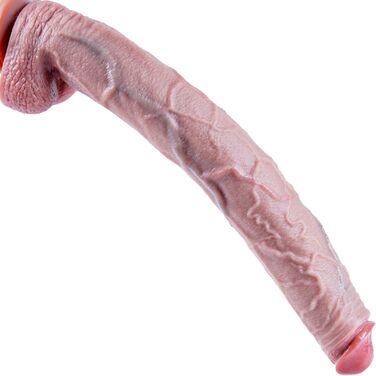 Надзвичайно довгий гігантський фалоімітатор, реалістичний силіконовий фалоімітатор, товстий з сильною присоскою, гігантський пеніс XXXL, для масажу клітора, піхви та точки G, широкий стимулятор пеніса для чоловіків та жінок, тілесного кольору, 42