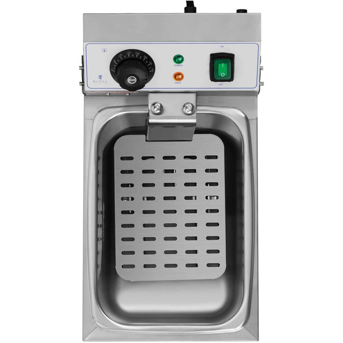 Електрична фритюрниця Royal Catering RCEF 08EB (8 л, 3 200 Вт, діапазон температур 50-200 C, холодна зона, з кришкою)