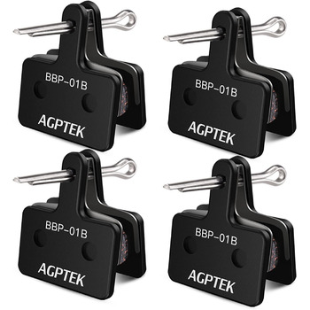 Гальмівні колодки AGPTEK 4 шт. для велосипеда, дискові гальмівні колодки, високопродуктивні гальмівні колодки, дискові гальмівні колодки та пружина (смола) для гірських велосипедів, дискові гальма, велосипедні колодки, гальмівні колодки (4 шт.), чорні