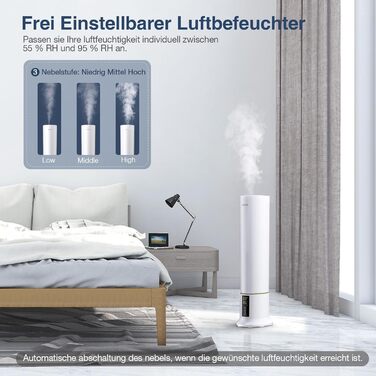 Зволожувач повітря Grelife 9 л, зволожувач повітря з верхнім заповненням для спальні, дитячої, автоматичне вимкнення, 3 налаштуван