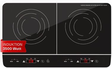 Електрична індукційна варильна поверхня Klarstein, Індукційна плита з 2 мобільними пластинами, Індукційна плита 3500 Вт для кемпінгу та дому, 2 індукційні плити портативні, Сучасна подвійна індукційна плита Чорний