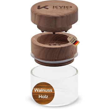 Подрібнювач натурального дерева Велика, високоякісна дробарка з 3 частин з магнітною кришкою (горіх)