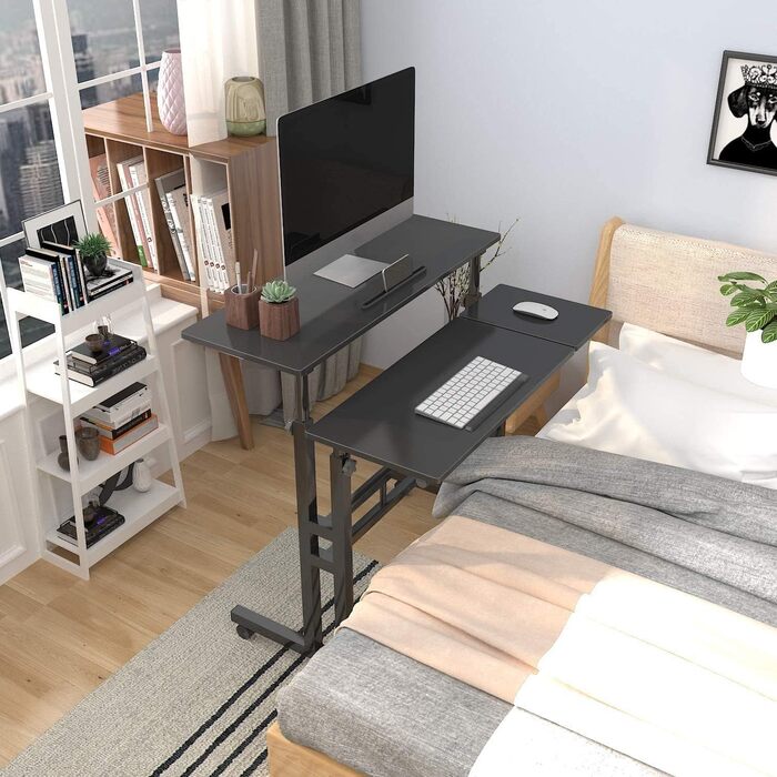 Комп&39ютерний стіл/стіл для ноутбука з регульованою висотою на колесах, мобільний стіл/стіл для ПК/стіл для ноутбука/підставка для ноутбука для дому та офісу, чорний