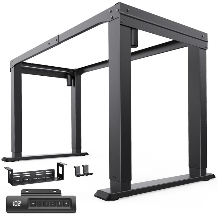 Каркас столу HUANUO з 4 ніжками та регулюванням висоти, стіл з подвійним двигуном та регулюванням висоти для дому та офісу, ніжки столу з регульованою висотою з міцної сталі, контролер пам&39яті, лише каркас