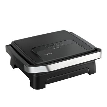 Контактний та панельний гриль 2-в-1 Tefal Inicio Classic, 2000 Вт, компактний дизайн, корпус із нержавіючої сталі, піддон для збору жиру, антипригарне покриття, чорний, GC2718