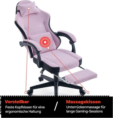 Ігровий стільчик з підставкою для ніг - м&39які підлокітники - регульована висота - рожевий