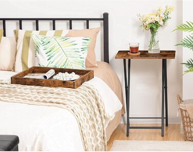 Приставний столик HOOBRO, складна тумбочка, журнальний столик, складна підставка для телевізора для обіду, обідня закуска, столики для ноутбука для невеликих приміщень, рустикальний коричневий EBF29BZ01