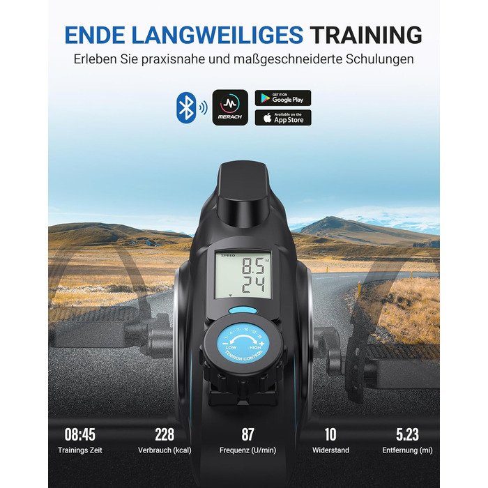 Педальний тренажер MERACH, тренажер для ніг для домашнього використання, міні-велотренажер для людей похилого віку з 2 стрічками опору та нековзним килимком, домашнє фітнес-обладнання для дому та офісу, компактний S04B1